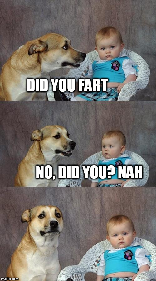 Dad Joke Dog | DID YOU FART; NO, DID YOU? NAH | image tagged in memes,dad joke dog | made w/ Imgflip meme maker