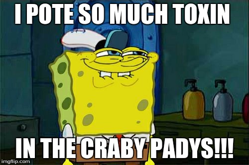 Don't You Squidward Meme | I POTE SO MUCH TOXIN; IN THE CRABY PADYS!!! | image tagged in memes,dont you squidward | made w/ Imgflip meme maker