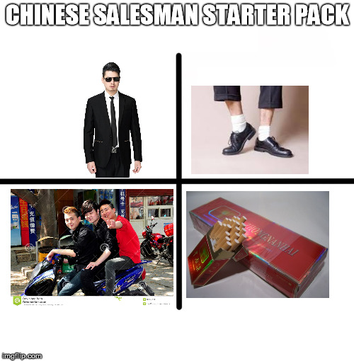 Blank Starter Pack Meme | CHINESE SALESMAN STARTER PACK | image tagged in x starter pack | made w/ Imgflip meme maker