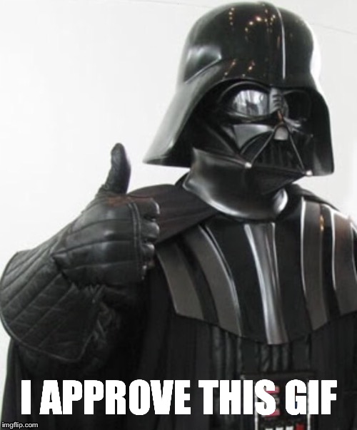 Darth Vader approves | I APPROVE THIS GIF | image tagged in darth vader approves | made w/ Imgflip meme maker