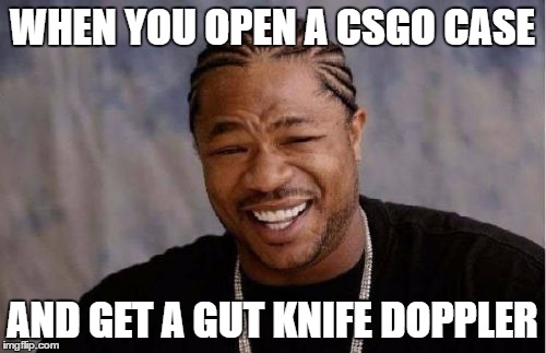 Yo Dawg Heard You Meme | WHEN YOU OPEN A CSGO CASE; AND GET A GUT KNIFE DOPPLER | image tagged in memes,yo dawg heard you | made w/ Imgflip meme maker