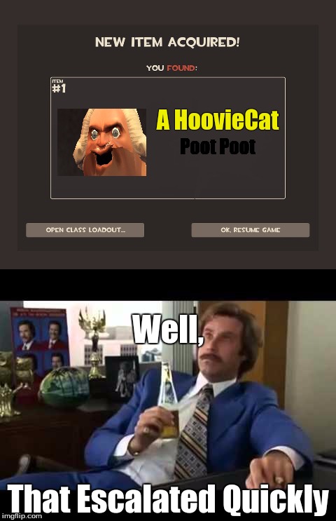 Well Shit..... | A HoovieCat; Poot Poot; Well, That Escalated Quickly | image tagged in well that escalated quickly,hooviecat,you got tf2 shit,tf2 | made w/ Imgflip meme maker