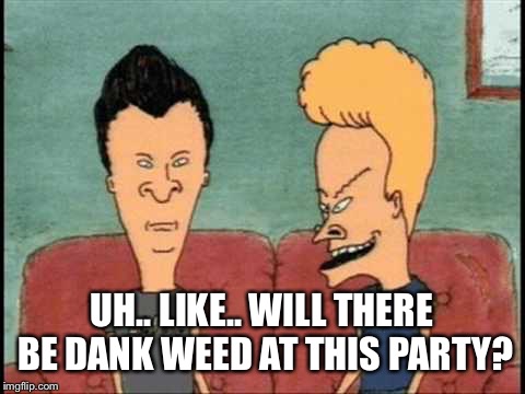 UH.. LIKE.. WILL THERE BE DANK WEED AT THIS PARTY? | made w/ Imgflip meme maker