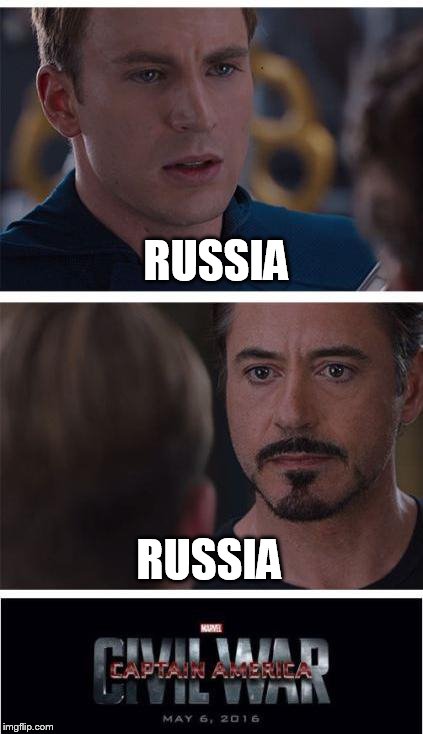 Marvel Civil War 1 Meme | RUSSIA; RUSSIA | image tagged in memes,marvel civil war 1,russia | made w/ Imgflip meme maker