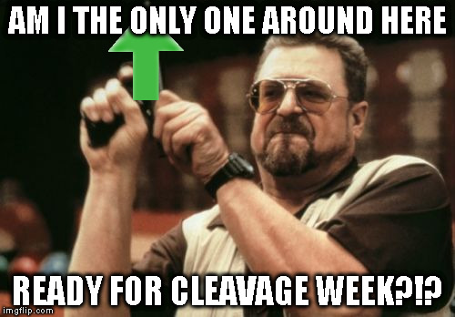 Got my UV pistol ready! | AM I THE ONLY ONE AROUND HERE; READY FOR CLEAVAGE WEEK?!? | image tagged in memes,am i the only one around here,cleavage week | made w/ Imgflip meme maker