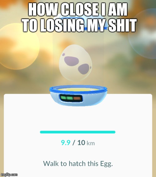 HOW CLOSE I AM TO LOSING MY SHIT | image tagged in pokemon go,shit,losing,close | made w/ Imgflip meme maker