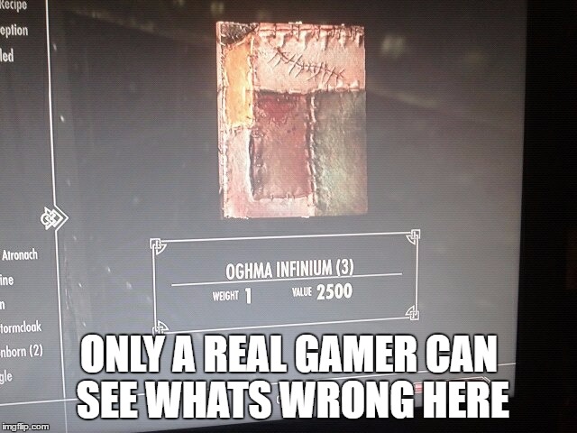 ONLY A REAL GAMER CAN SEE WHATS WRONG HERE | image tagged in oghma infinium | made w/ Imgflip meme maker