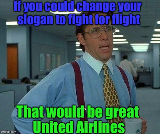 You want your flight? Fight for it | If you could change your slogan to fight for flight; That would be great United Airlines | image tagged in memes,that would be great,united airlines,fight,flight | made w/ Imgflip meme maker