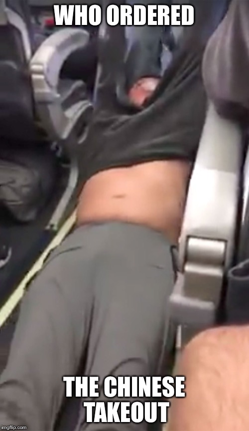 WHO ORDERED; THE CHINESE TAKEOUT | image tagged in united airlines | made w/ Imgflip meme maker