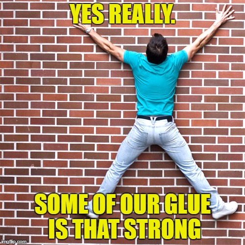 Sticky | YES REALLY. SOME OF OUR GLUE IS THAT STRONG | image tagged in sticky | made w/ Imgflip meme maker