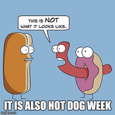 Hotdog week. Nobody cares | IT IS ALSO HOT DOG WEEK | image tagged in hot dog week,dog week | made w/ Imgflip meme maker