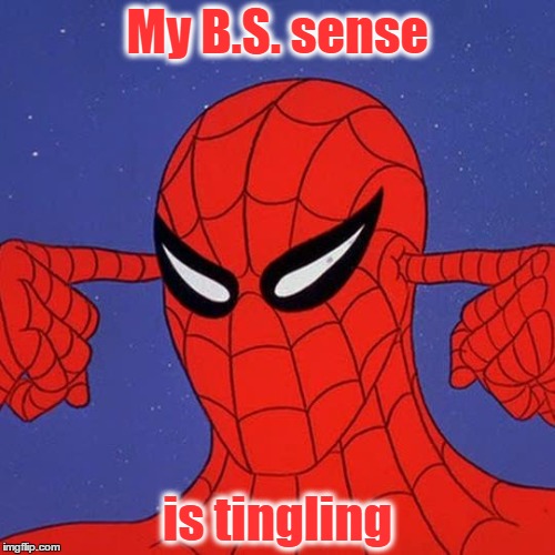 Spiderman not listening | My B.S. sense; is tingling | image tagged in spiderman not listening | made w/ Imgflip meme maker