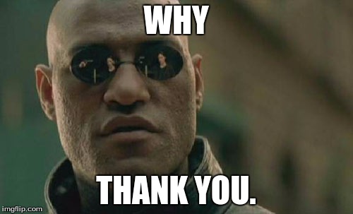 Matrix Morpheus Meme | WHY THANK YOU. | image tagged in memes,matrix morpheus | made w/ Imgflip meme maker