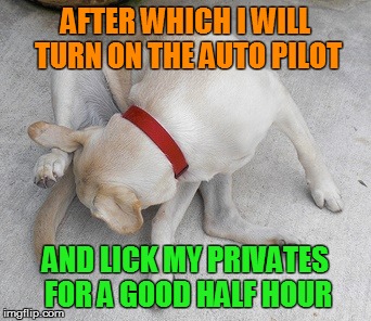 AFTER WHICH I WILL TURN ON THE AUTO PILOT AND LICK MY PRIVATES FOR A GOOD HALF HOUR | made w/ Imgflip meme maker