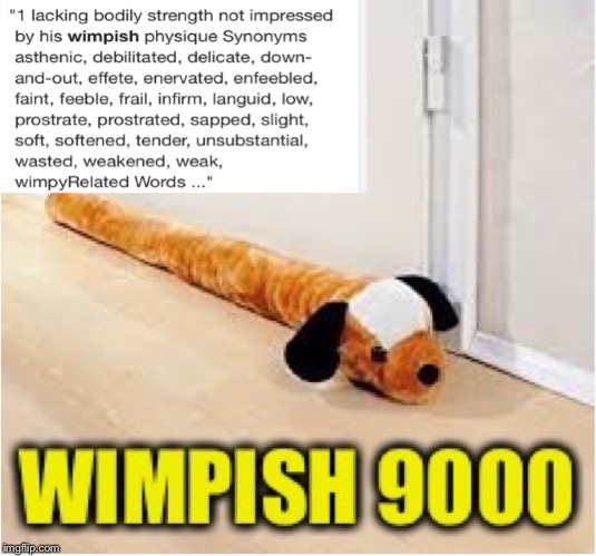 Wimpish explained | image tagged in wimpish,wimpin,wimpishness,9000,over 9000 | made w/ Imgflip meme maker