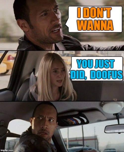 The Rock Driving Meme | I DON'T WANNA YOU JUST DID,  DOOFUS | image tagged in memes,the rock driving | made w/ Imgflip meme maker