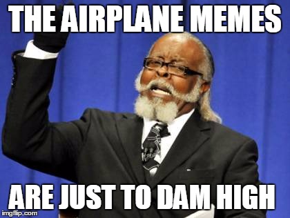 Too Damn High Meme | THE AIRPLANE MEMES ARE JUST TO DAM HIGH | image tagged in memes,too damn high | made w/ Imgflip meme maker