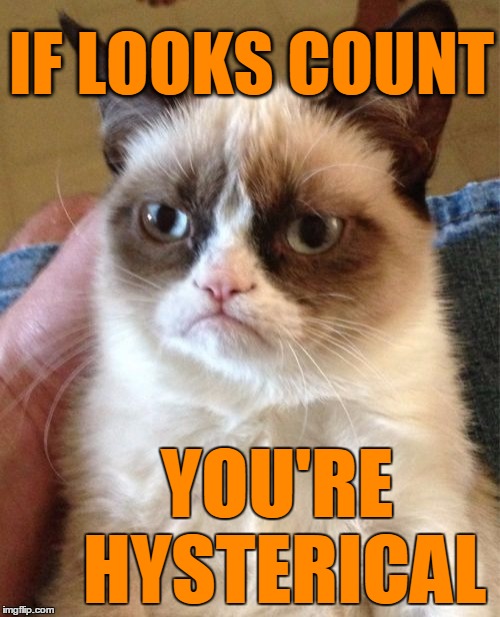 Grumpy Cat Meme | IF LOOKS COUNT YOU'RE HYSTERICAL | image tagged in memes,grumpy cat | made w/ Imgflip meme maker