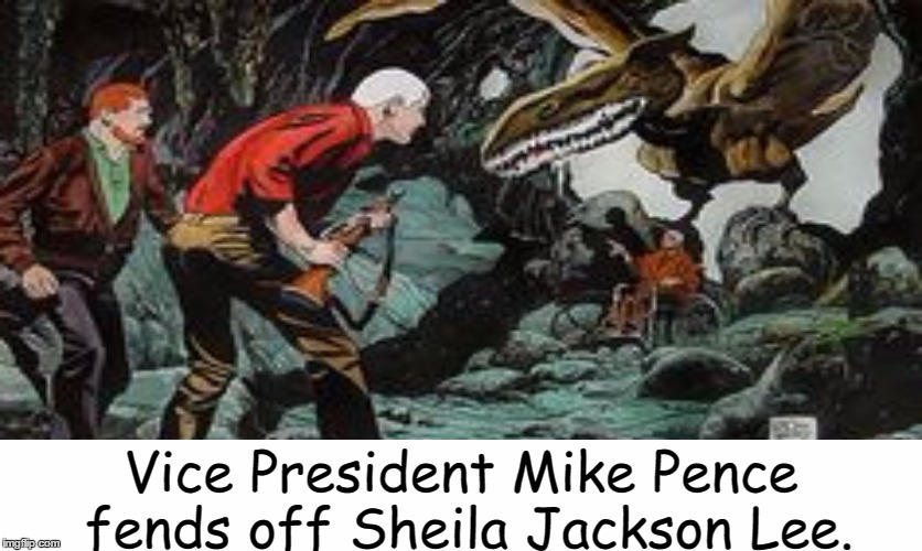 Vice President Mike Pence: Action Hero!  | Vice President Mike Pence fends off Sheila Jackson Lee. | image tagged in mike pence | made w/ Imgflip meme maker