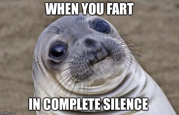 Awkward Moment Sealion Meme | WHEN YOU FART; IN COMPLETE SILENCE | image tagged in memes,awkward moment sealion | made w/ Imgflip meme maker