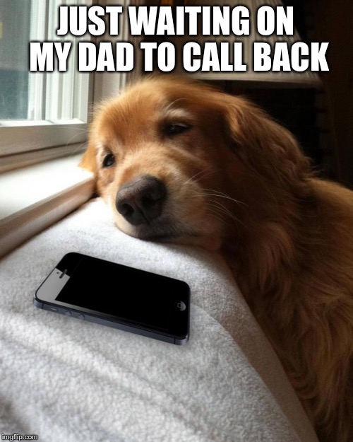 Waiting by the phone | JUST WAITING ON MY DAD TO CALL BACK | image tagged in waiting by the phone | made w/ Imgflip meme maker
