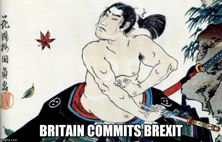 You know that you don't have to do this right? You can still back out! | BRITAIN COMMITS BREXIT | image tagged in politics,humor,humour,great britain,brexit | made w/ Imgflip meme maker