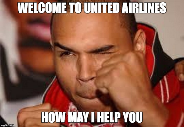 the average united airlines employee | WELCOME TO UNITED AIRLINES; HOW MAY I HELP YOU | image tagged in united airlines,chris brown | made w/ Imgflip meme maker
