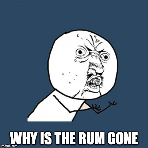 Y U No Meme | WHY IS THE RUM GONE | image tagged in memes,y u no | made w/ Imgflip meme maker