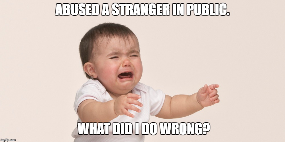 ABUSED A STRANGER IN PUBLIC. WHAT DID I DO WRONG? | image tagged in crying | made w/ Imgflip meme maker
