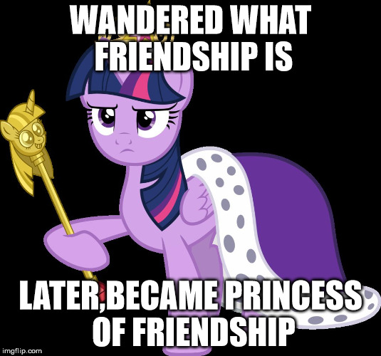 WANDERED WHAT FRIENDSHIP IS; LATER,BECAME PRINCESS OF FRIENDSHIP | image tagged in friendship | made w/ Imgflip meme maker