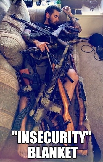 GUNS | "INSECURITY" BLANKET | image tagged in guns | made w/ Imgflip meme maker