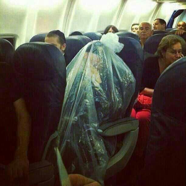 flight woman in trash bag Blank Meme Template