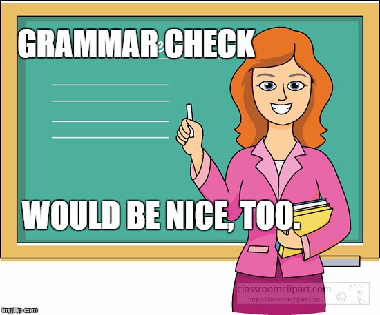GRAMMAR CHECK WOULD BE NICE, TOO. | made w/ Imgflip meme maker