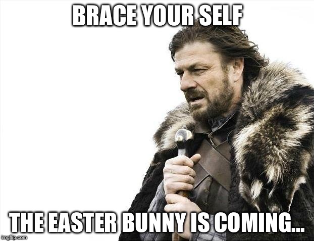 Brace Yourselves X is Coming Meme | BRACE YOUR SELF; THE EASTER BUNNY IS COMING... | image tagged in memes,brace yourselves x is coming | made w/ Imgflip meme maker