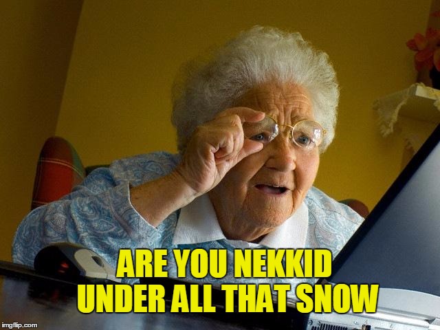Grandma Finds The Internet Meme | ARE YOU NEKKID UNDER ALL THAT SNOW | image tagged in memes,grandma finds the internet | made w/ Imgflip meme maker