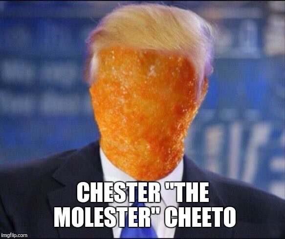 Cheeto Jesus | CHESTER "THE MOLESTER" CHEETO | image tagged in cheeto jesus,memes,cheeto hitler | made w/ Imgflip meme maker