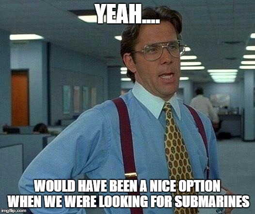 That Would Be Great Meme | YEAH.... WOULD HAVE BEEN A NICE OPTION WHEN WE WERE LOOKING FOR SUBMARINES | image tagged in memes,that would be great | made w/ Imgflip meme maker