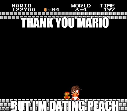 Thank You Mario | THANK YOU MARIO; BUT I'M DATING PEACH | image tagged in thank you mario,scumbag | made w/ Imgflip meme maker