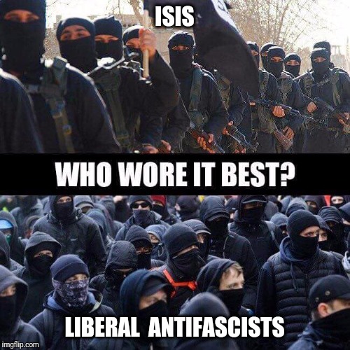 Either way the end result is Tyranny | ISIS; LIBERAL  ANTIFASCISTS | image tagged in burka,burkas,antifa,antifas | made w/ Imgflip meme maker