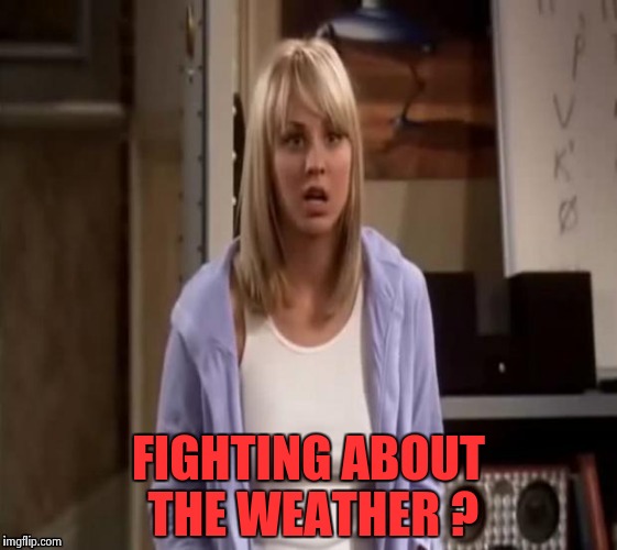 Confused Penny | FIGHTING ABOUT THE WEATHER ? | image tagged in confused penny | made w/ Imgflip meme maker
