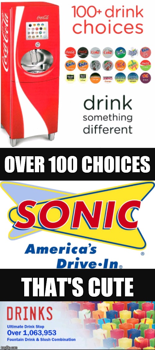OVER 100 CHOICES; THAT'S CUTE | image tagged in sonic,memes | made w/ Imgflip meme maker