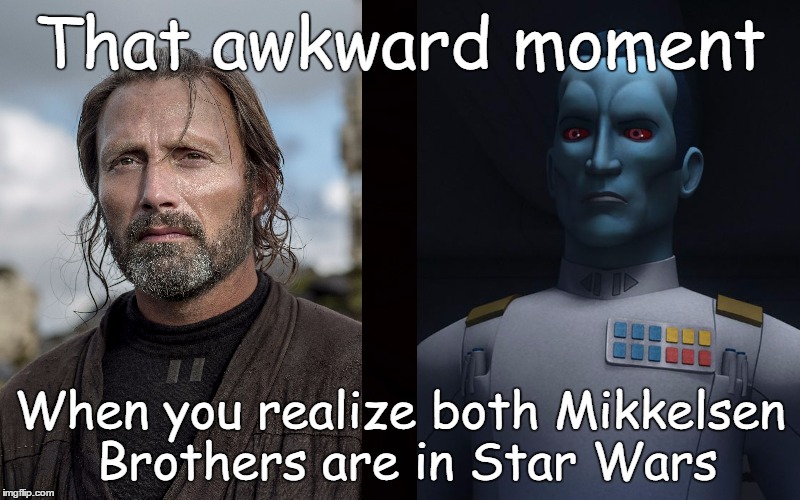 That awkward moment; When you realize both Mikkelsen Brothers are in Star Wars | made w/ Imgflip meme maker