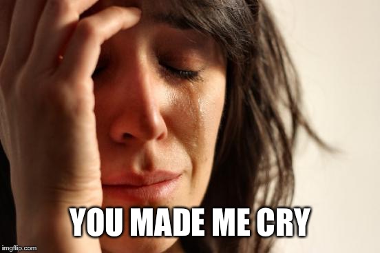 First World Problems Meme | YOU MADE ME CRY | image tagged in memes,first world problems | made w/ Imgflip meme maker