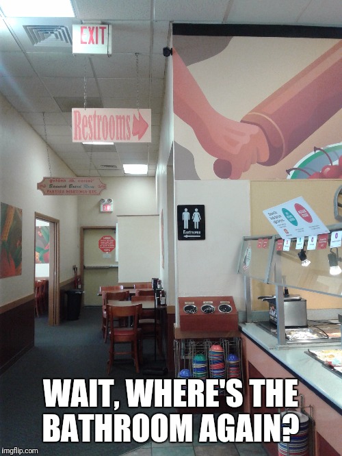 Signage gone wrong | WAIT, WHERE'S THE BATHROOM AGAIN? | image tagged in wait what | made w/ Imgflip meme maker