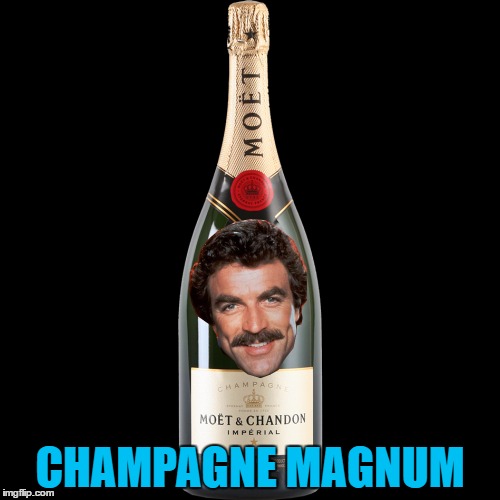 Magnum P.I. - driving other peoples Ferrari's before Tubbs and Crockett... | CHAMPAGNE MAGNUM | image tagged in memes,magnum pi,champagne,tv,food and drink | made w/ Imgflip meme maker