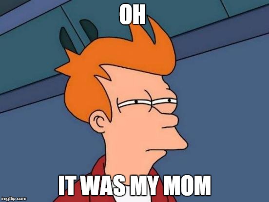 Futurama Fry | OH; IT WAS MY MOM | image tagged in memes,futurama fry | made w/ Imgflip meme maker