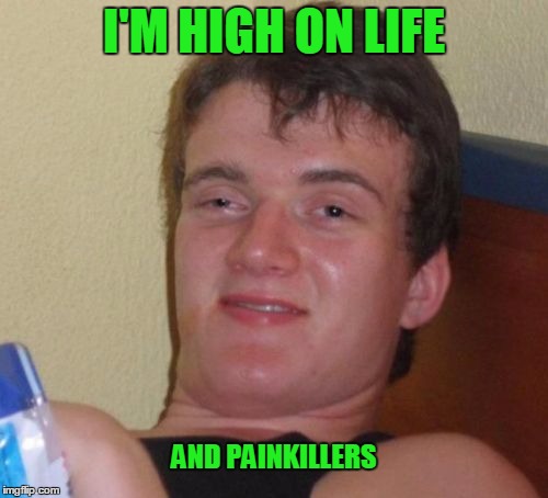 The high life. | I'M HIGH ON LIFE; AND PAINKILLERS | image tagged in memes,10 guy | made w/ Imgflip meme maker