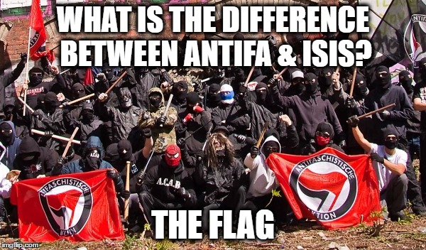 Antifa | WHAT IS THE DIFFERENCE BETWEEN ANTIFA & ISIS? THE FLAG | image tagged in antifa | made w/ Imgflip meme maker