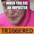 Triggered | WHEN YOU SEE AN IMPOSTER | image tagged in triggered | made w/ Imgflip meme maker