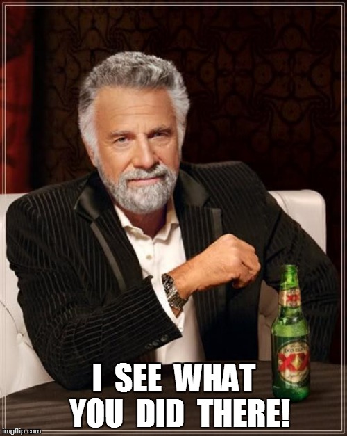 The Most Interesting Man In The World Meme | I  SEE  WHAT  YOU  DID  THERE! | image tagged in memes,the most interesting man in the world | made w/ Imgflip meme maker